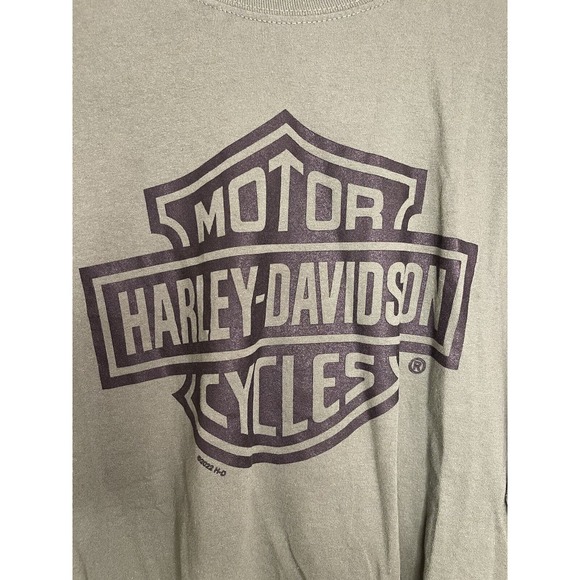 Harley Davidson Mens Long Sleeve Large Shirt‎ Army Green Richmond Virginia Logo - Picture 4 of 6